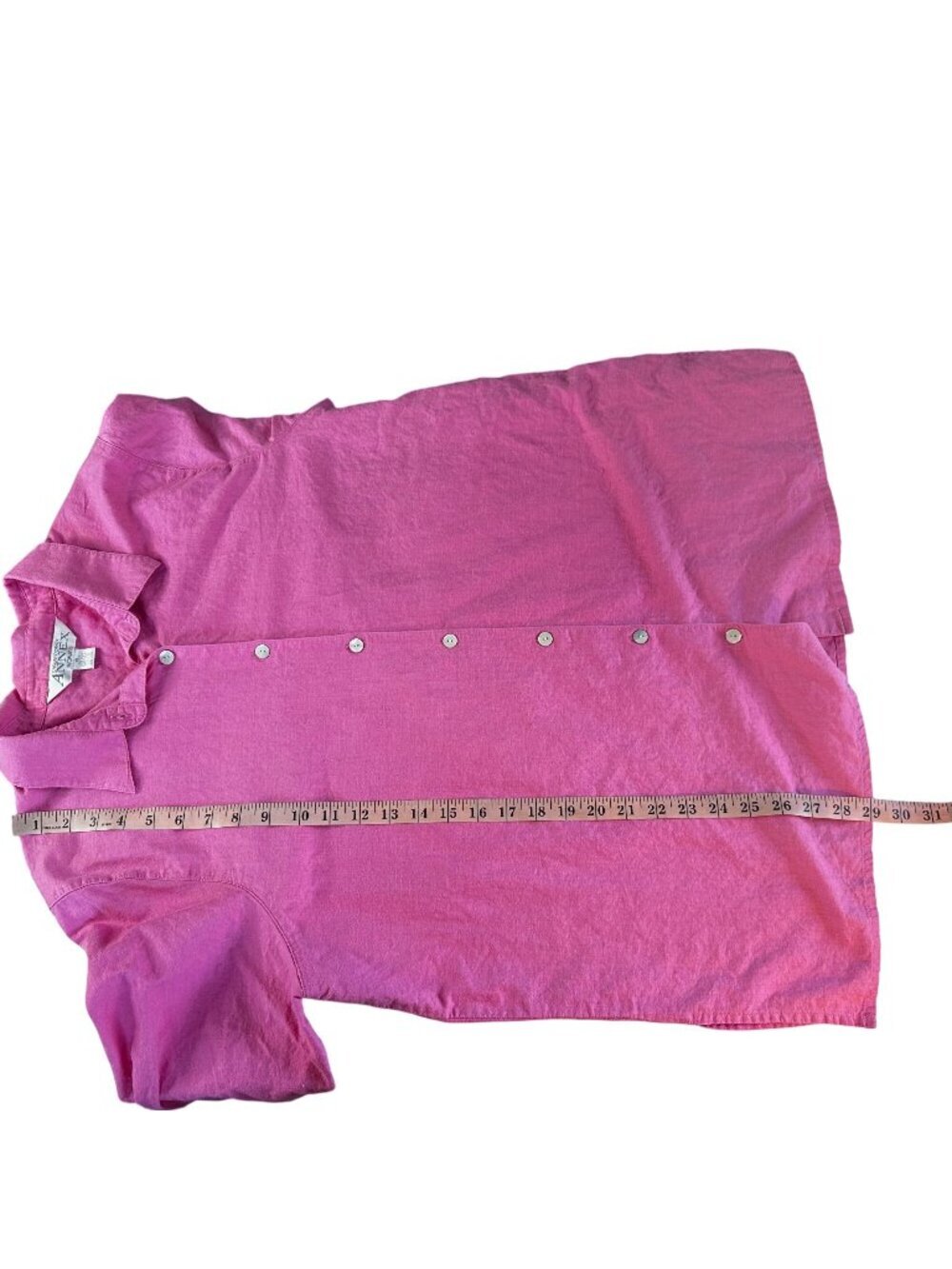 Pink Linen Cotton Blend Oversized Button Front Shirt Blouse Plus Size 1X - Picture 8 of 9